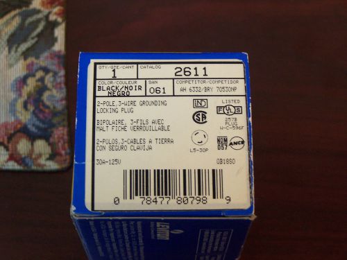 Lot of 3 new in package leviton 2611 2 pole, 3 wire grounding locking plug, 30a for sale
