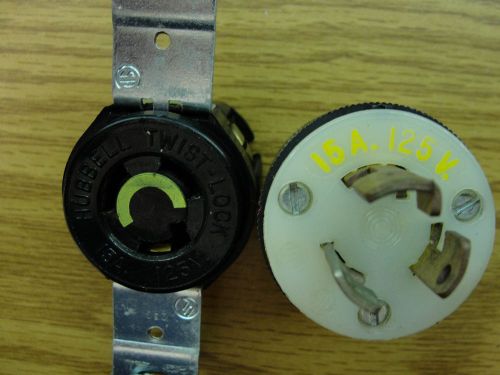 Hubbell  HBL4720C Plug &amp; HBL4710 Receptacle Both 15a 125v Twist Lock USED
