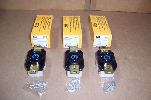 LOT OF 3, HUBBELL, HBL2720, RECEPTACLE, 30 AMP, 3 PH, 250 VAC, 3 POLE, 4 WIRE