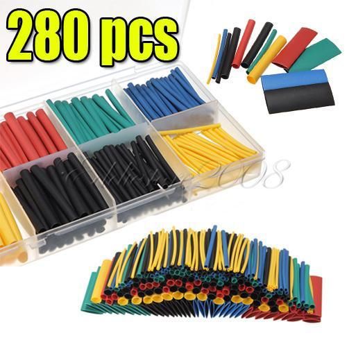 280pcs 8size 5color assorted 2:1 heat shrink tubing tube sleeving wrap wire kit for sale
