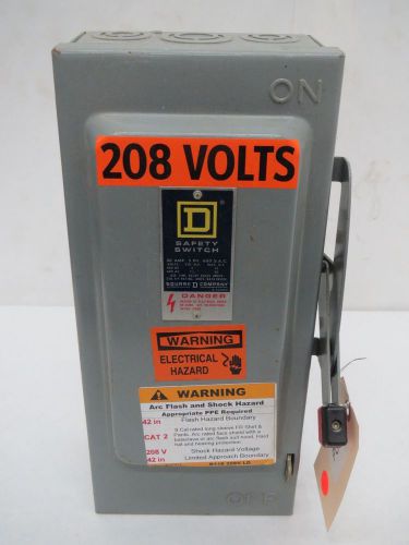 Square d h-361 fusible 30a amp 600v-ac 3p disconnect switch b277553 for sale