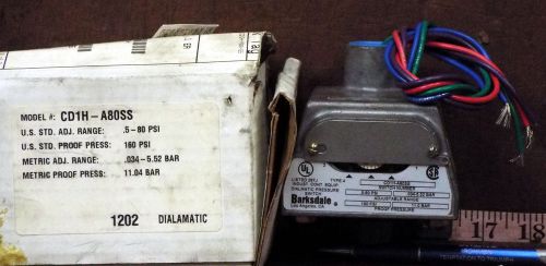 1 NEW BARKSDALE  CD1H-A80SS ADJUSTABLE PRESSURE SWITCH NIB *MAKE OFFER*