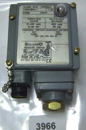 (3966) Square D Pressure Switch 9012-GBW-1  10A 480V