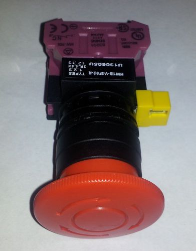 Idec hw1b-v4f02-r emergency stop button red push-lock twist switch, 2 n.c. for sale