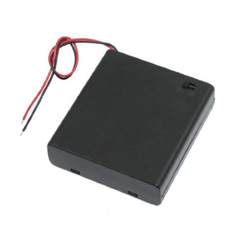 On/off switch 5.5&#034; leads battery holder box case for 4 x 1.5v aa batteries for sale