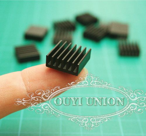 Lot  14*14*6mm mini black aluminum heat sink chip for ic led power transistor x8 for sale