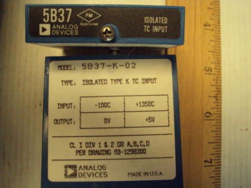5b37-k-02 analog devices isolated type k t/c input -100 to +1350c  out:0 to 5v for sale