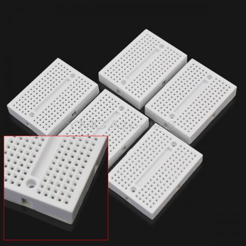5x 170 Point White Mini Solderless Prototyping Breadboard Self-Adhesive Back