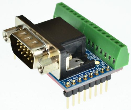 DB15HD VGA Male Breakout Board,D-Sub, Side mount, (Male) eLabGuy D15HD-M-BO-V1AS