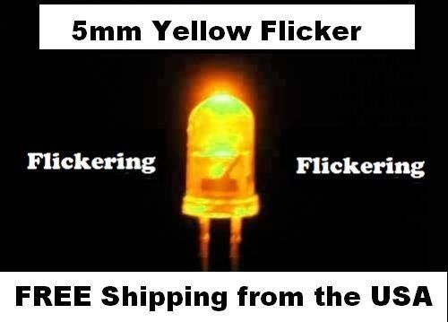 50pcs - 5mm Yellow Flicker LED - Ultra Bright Flickering LED - FREE Shipping!
