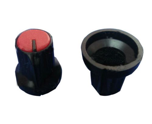 10X New Potentiometer knob Black-Red For 6mm Shaft Pots BEST US