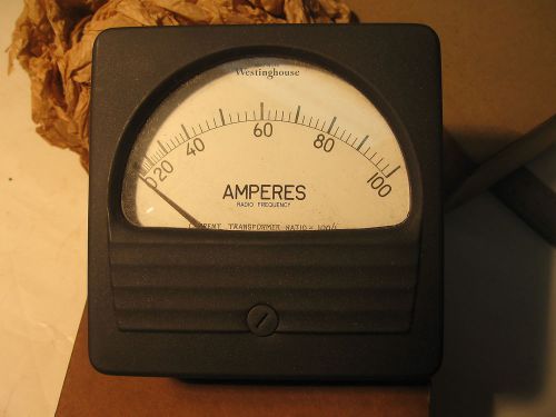 Westinghouse Panel Meter RT-371 Ammeter 0-100A RF IN-57222-N3-1 4&#034; x 4&#034;