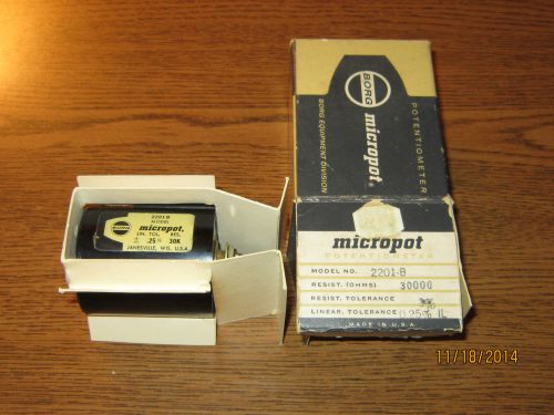 Vintage Borg Micropot Precision Potentiometer Pot Model 2201 B  30K Ohms