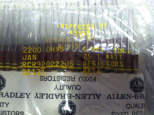 25 Allen Bradley Resistors RCR32G222JS 2200 Ohms                1WATT 5% Tol