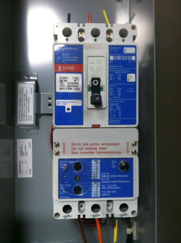 Cutler-Hammer ELFDC3030L Circuit Breaker w/ELD143A Ground Fault and Enclosure