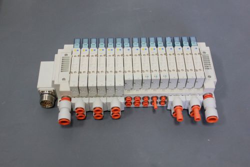Smc 15 port air pneumatic manifold &amp; vlaves y5100-5u1 sy5400 sy5a00(s19-2-33j) for sale
