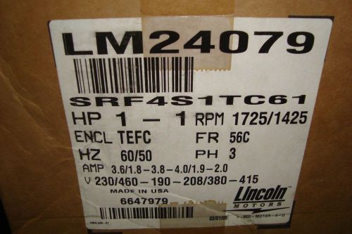Lincoln LM24079 SRF4S1TC61 1 HP 56C Motor