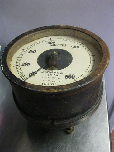 Vtg Lg Heavy 1900s -1920s Westinghouse Electric Power AMP METER STEAMPUNK
