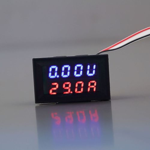 LED Digital Volt Amp 2 in 1 Panel Meter Voltmeter Ammeter 100V 10A Blue/Red SY