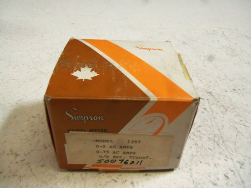 SIMPSON MODEL 1357 0-75 AC AMPERES 10881 PANEL METER *NEW IN BOX*
