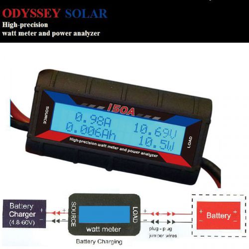 150a 60v dc watt meter &amp; power analyzer with backlight lcd for sale