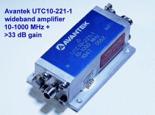 Avantek wideband rf amplifier,  10-1000+ mhz 33 db gain 15 v new tested. for sale