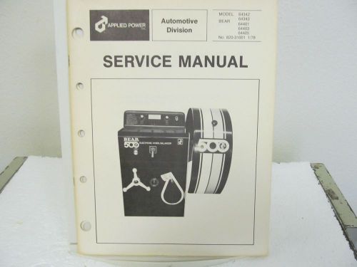 Applied Power Bear 500 Electronic Wheel Balancer Service Manual