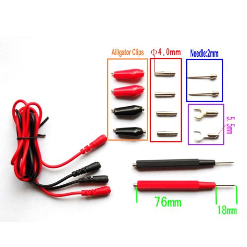 Black red 1 set multifunction digital multimeter probe test leads/alligator clip for sale