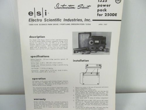 ESI 1325 Power Pack for 250DE Instruction Sheet