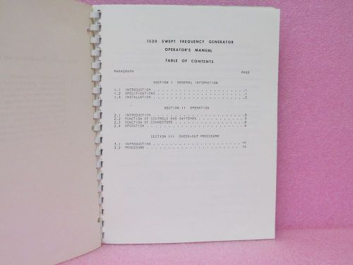 Kay Electric Manual 1520 Swept Frequency Generator Operator&#039;s Manual (1972)