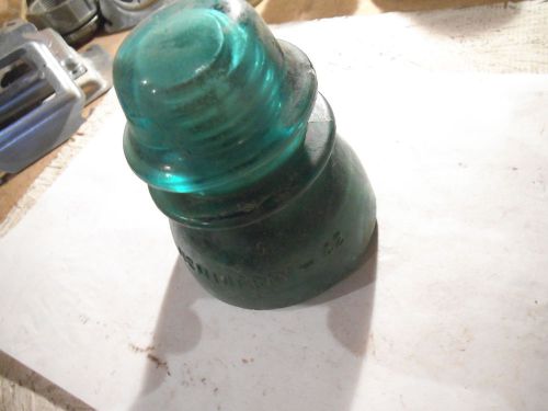 Hemingray 42 GREEN GLASS Insulator- LOT OF 3  - USED- SOME HAVE CHIPS / CRACKS