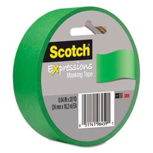 3m 3437PGR Expressions Masking Tape, .94&#034; X 20 Yds, Primary Green