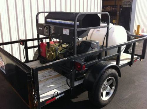 Hot water pressure washer 3500 psi   trailer mounted  with 125 gallon water tank for sale