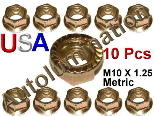 Zinc plated flange 10mm 14mm hex nuts m10 x 1.25 metric thread car body serrated for sale
