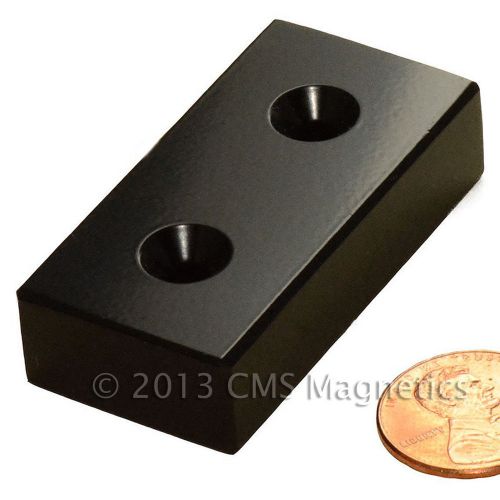 Neodymium magnet n42 2x1x1/2&#034; w/ 2 countersunk holes for #8 screws epoxy 50 pc for sale