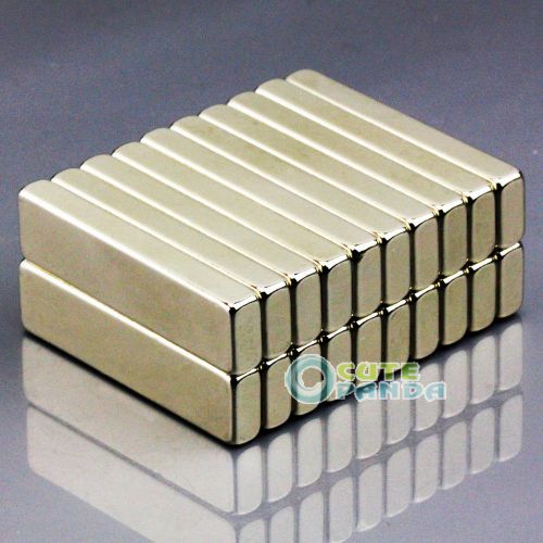 20 x Strong Block Cuboid Neodymium Rare Earth NeoMagnets 40 x 10 x 5mm N50