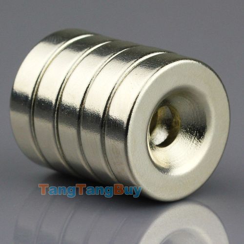 5pcs round rare earth neodymium n50 magnets 20 x 5 mm ring hole 5mm for sale