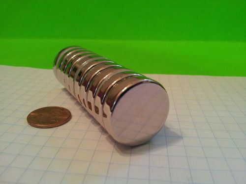 10 Neodymium N52 disk magnets. Super Strong Rare Earth Magnets        1&#034; x 1/4&#034;