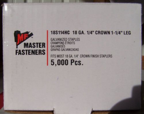 1-1/4 inch long 18 gauge 1/4&#034; narrow crown galvanized staple 5,000 box for sale