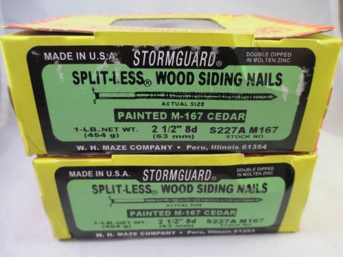 2 - 1 lb MAZE NAILS Split-less Wood Siding Nails 2 1/2 inch Painted M167 Cedar