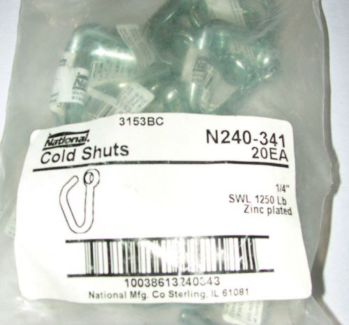 40 pcs nip national hardware 3153bc 1/4&#034;  cold shuts n40-341 2 packs of 20 for sale