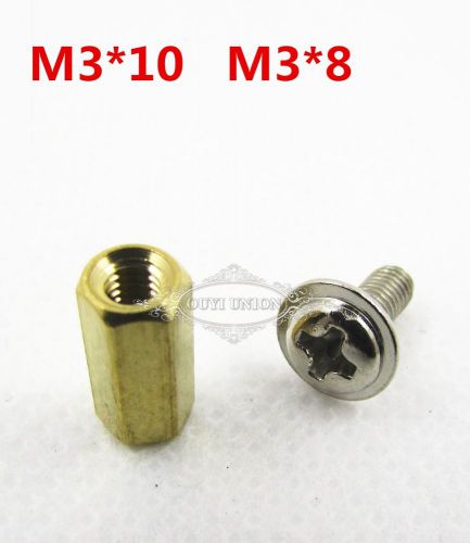 25set hexagon copper m3*10&amp;cap screw m3*8 standoff spacer fit pcb board screws for sale