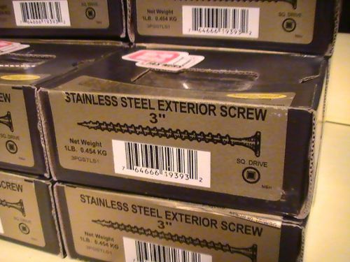 10 pounds,grip rite 3 inch stainless steel exterior screws. sq. dr. flat. in box for sale