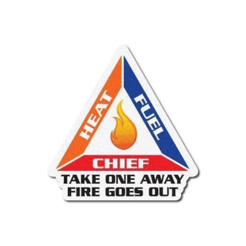 FUNNY FIRE DECAL FIRE HELMET STICKER - Remove Fire Chief, Fire Goes out.