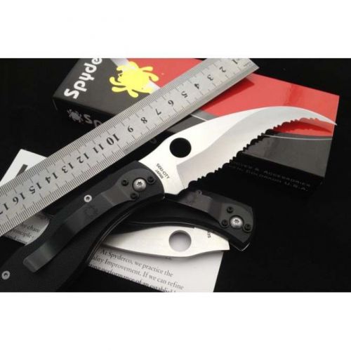Spyderco c12gs style- folding knife vg10 serrated blade - survival,camping for sale