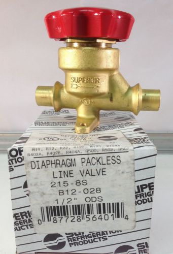 New superior refrigerant line valve 215-8s diaphragm 1/2 ods packless b12-028 for sale