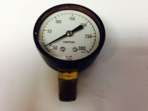 Marshalltown j14410 pressure gauge 30&#034; - 300 psi 2&#034; face 1/4&#034; npt bottom mount for sale