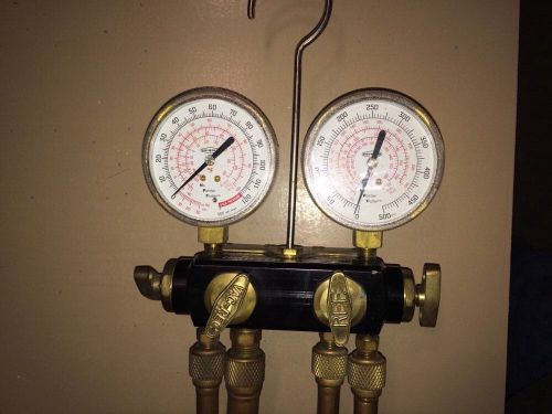 Nice uniweld hvac gauge set 4 valve a/c repair test for sale
