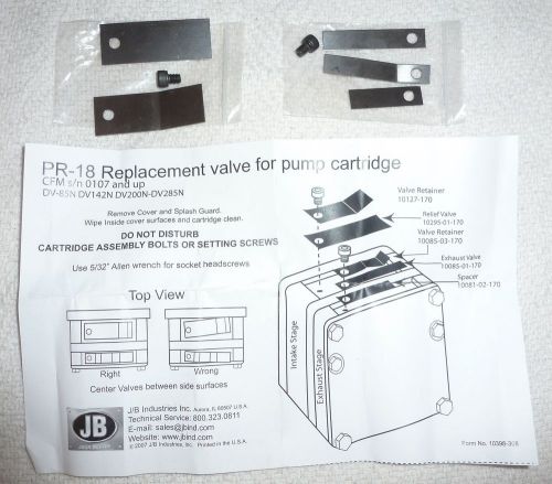JB Vacuum Pump Cartridge Valve Repair Kit #PR-18