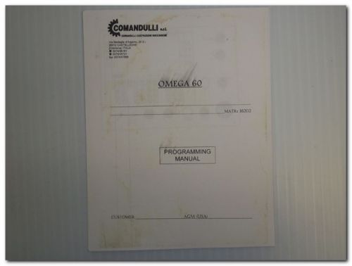 Comandulli omega 60 conveyor belt machine programming manual for sale
